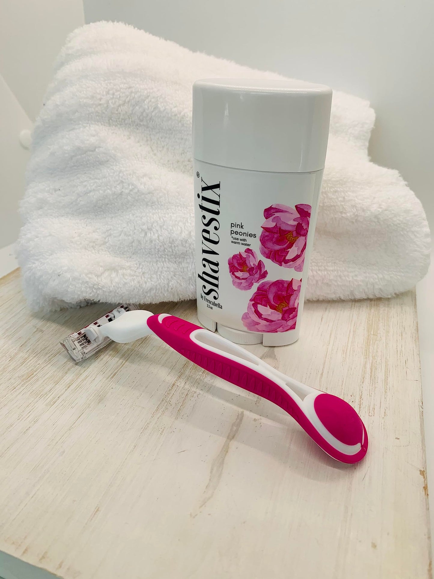 Shavestix Travel Size Shave Stick 2.75 Oz | Pink Peonies Scented Shaving Stick Gel Bar | Hair Removal Shaving Cream for Women | Avert Razor Bumps, Burn