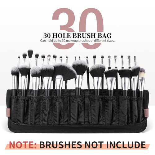 DUcare Makeup Brushes Organizer - 30-Piece Folding Travel Case for Artists | Stand-Up Cosmetic Bag