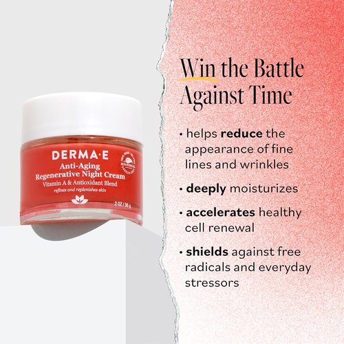 Derma E Anti-Aging Night Cream - Firming Astaxanthin Moisturizer with Jojoba Oil & Vitamin E, 2 oz