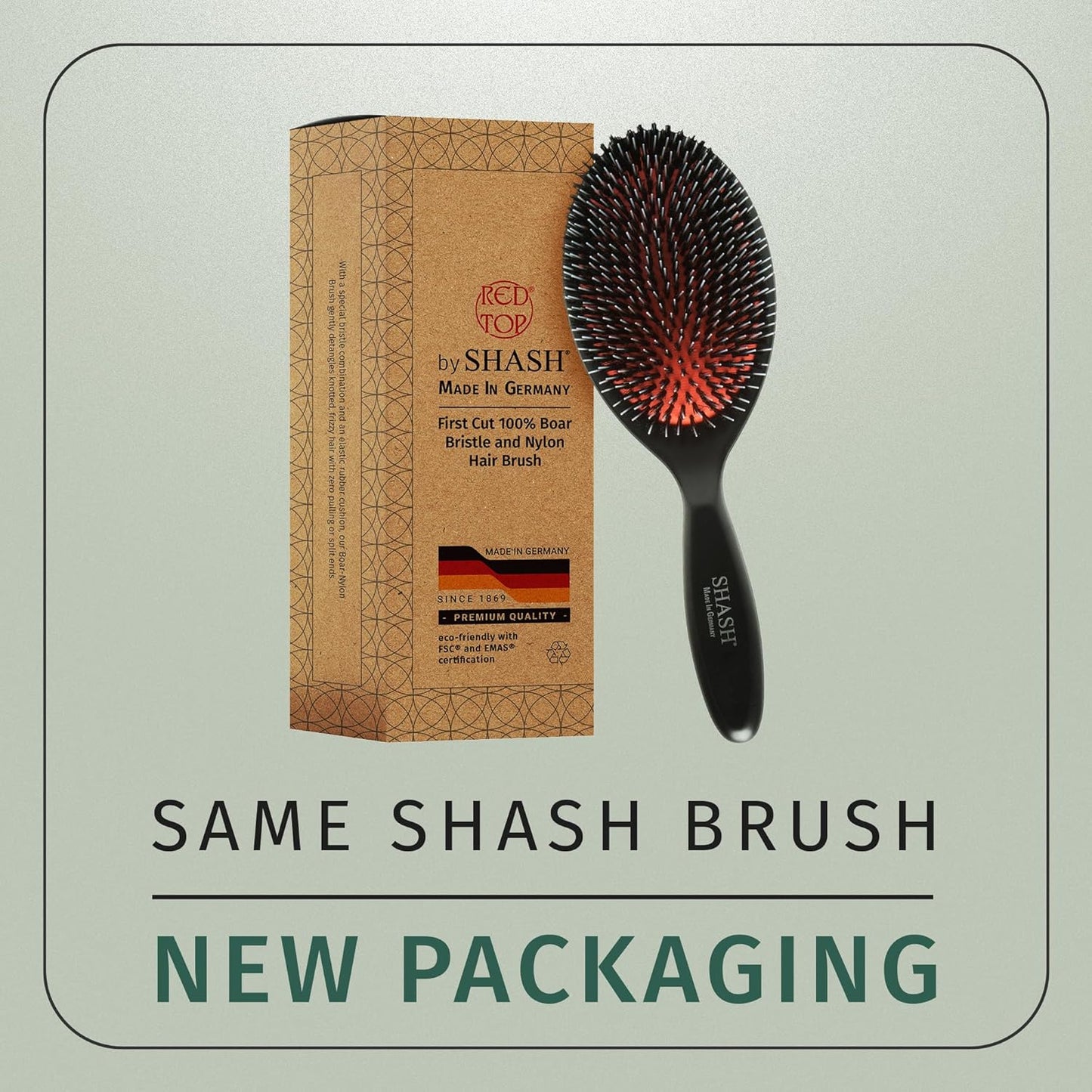 Since 1869 Boar Bristle Brush - Handmade in Germany for Normal to Thick Hair - Gently Detangles & Softens (Large)