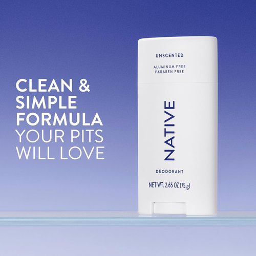 Native Deodorant - Aluminum-Free Unscented Formula for 72-Hour Odor Control | 2.65oz
