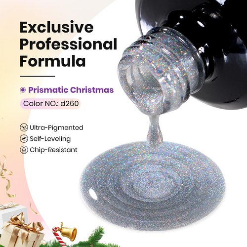 Beetles Prismatic Christmas Cat Eye Gel Nail Polish - 15ML Christmas Silver Glitter Rainbow Cat Eye Gel Polish with Magnet Soak Off UV Velvet Nail Polish Salon DIY Manicure Winter Gift for Women