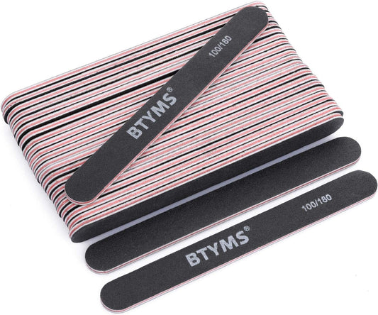 Skiennix Nail Files - 25 Double-Sided Emery Boards for Acrylic & Natural Nails | 100/180 Grit