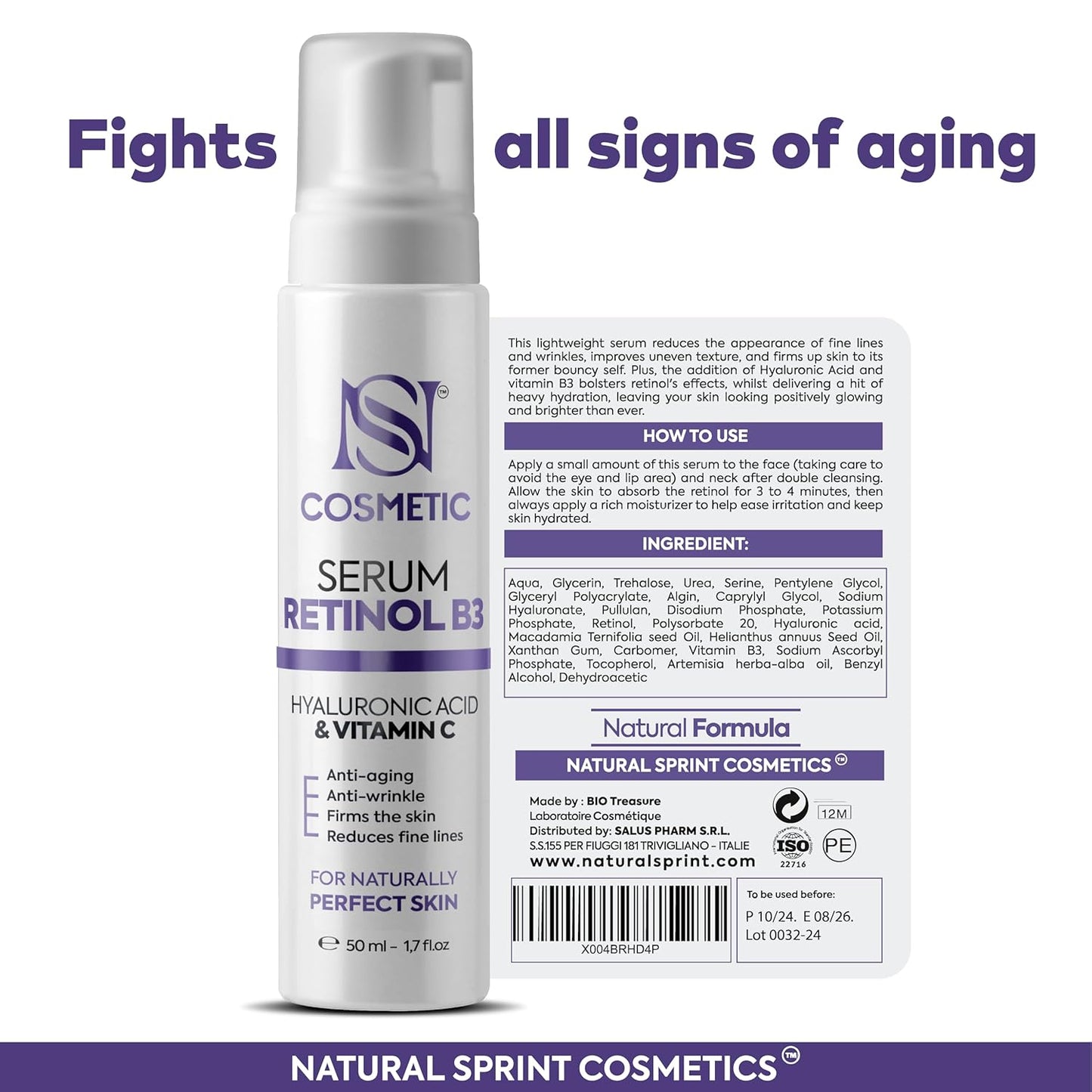 Skiennix Anti-Aging Face Serum - Retinol, Vitamin C & Hyaluronic Acid for Deep Hydration | 50 ml