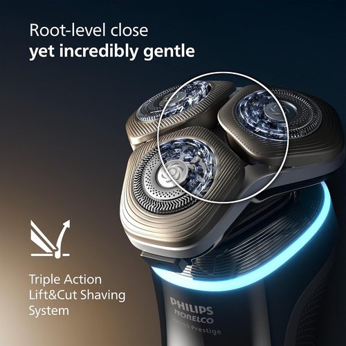 Philips Norelco Shaver i9000 Prestige - Wet & Dry Electric Shaver with SenseIQ Pro Technology | White Gold, Triple Lift & Cut System