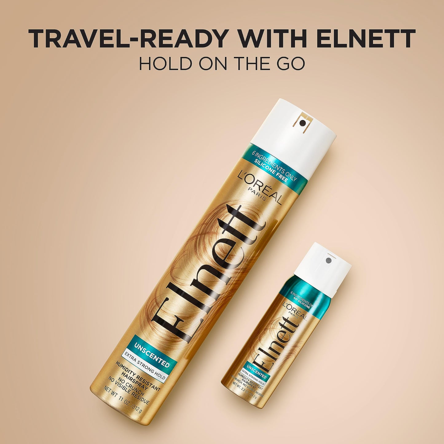 L'Oreal Paris Elnett Hair Care Elnett Satin Extra Strong Hold Hairspray - Unscented, Long Lasting + Humidity Resistant, Hair Styling Spray, 2.2 Oz