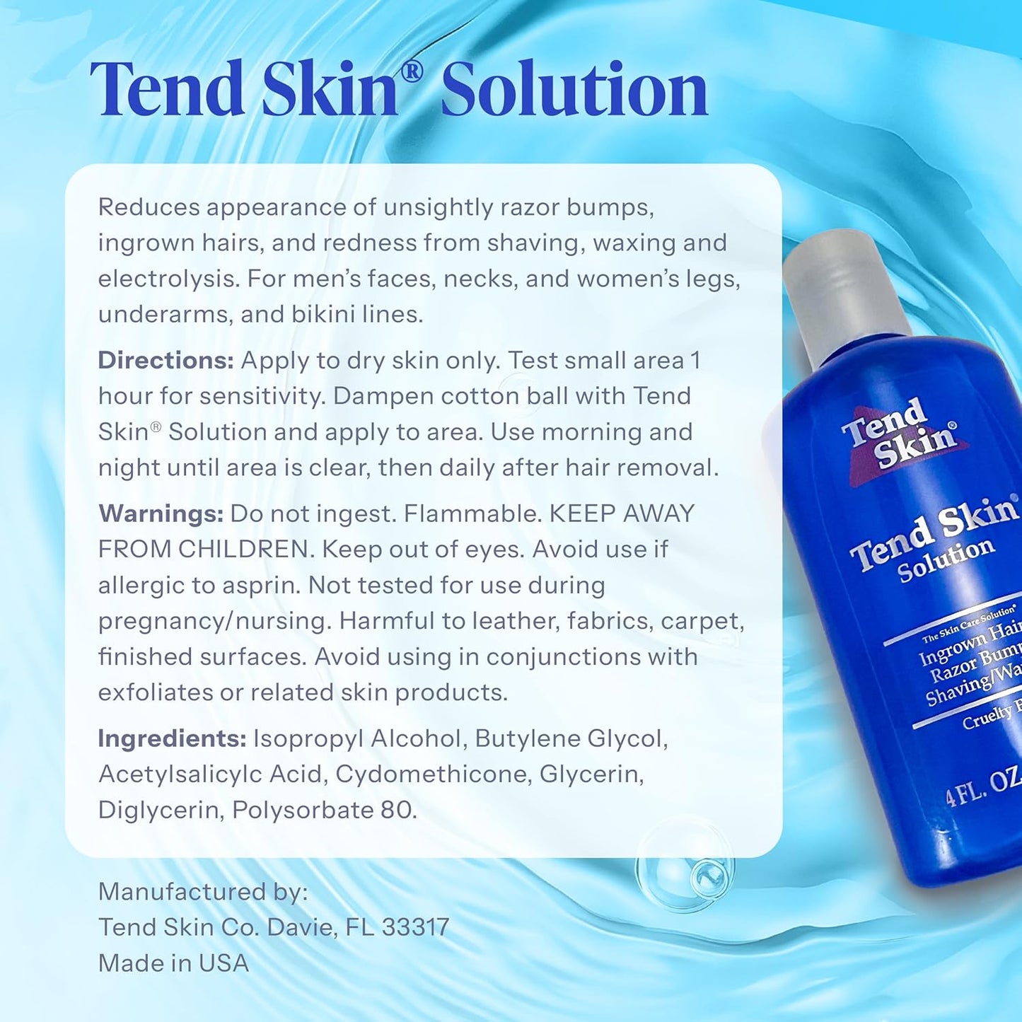 Tend Skin - Razor Bump Solution | Ingrown Hair & Razor Burn Toner for Men & Women - 4 Oz Made in USA