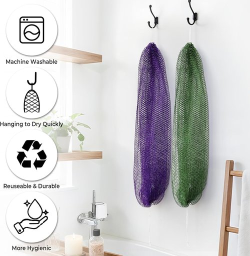 African Net Sponge - Authentic Black Anti-Golden Bath Sponges | Exfoliating Body Scrubber - 2 Pieces