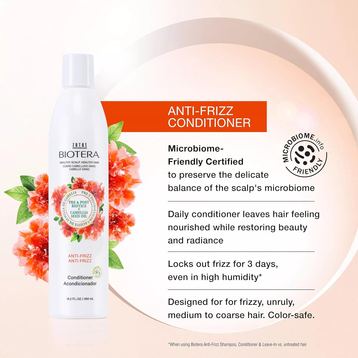 Biotera Anti Frizz Smoothing Conditioner - Smooths Frizzy Hair | Microbiome Friendly & Vegan | Paraben Free