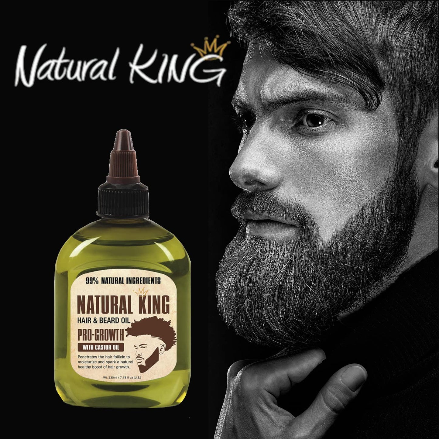SFC Natural King Castor Oil for Hair & Beard Growth - 7.1 oz | Nourishing Formula