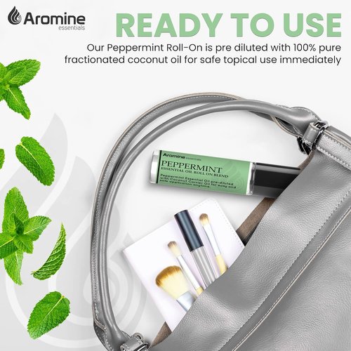 Peppermint Essential Oil Roll-On | Premium Therapeutic Grade Aromatherapy | Pre-Diluted 10ml (Pack of 2)