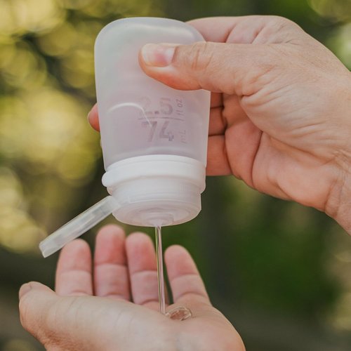 Humangear GoToob+ Refillable Silicone Travel Bottle - Locking Lid, Food-Safe Material | Clear, Medium (2.5 fl. oz.; 74ml)