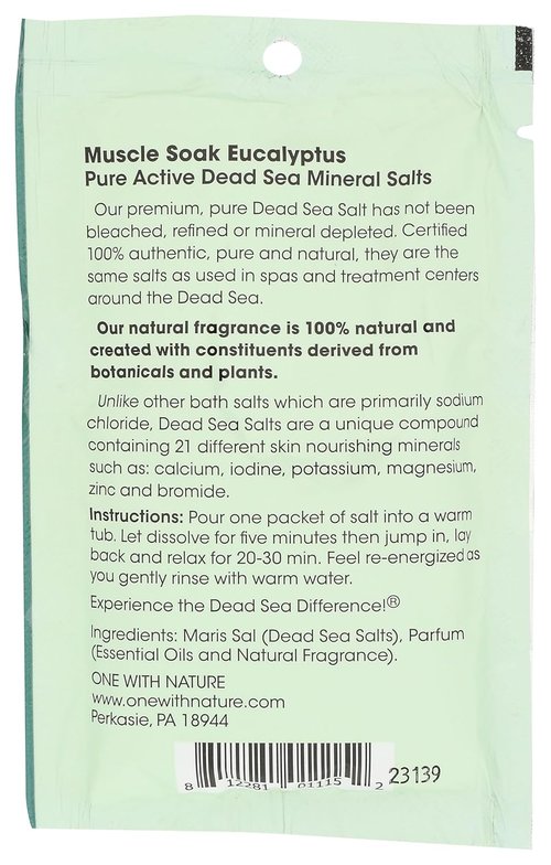 One With Nature Eucalyptus Dead Sea Bath Salt - Relaxing Spa Experience, 2.5 OZ