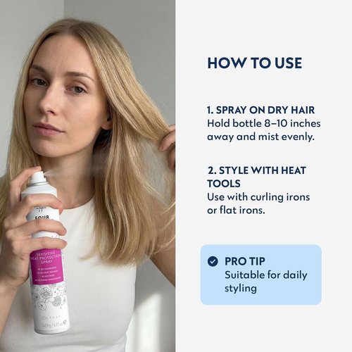 No Nothing Sensitive Heat Protection Spray - Vegan, Unscented Hair Protectant | Travel Size Frizz Control