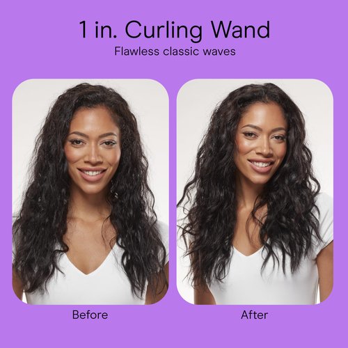 Conair Double Ceramic 1-Inch Curling Wand, Produces Flawless Waves, Curling Iron for Use on Medium and Long Hair, 30 Heat Setting Curling Iron, White