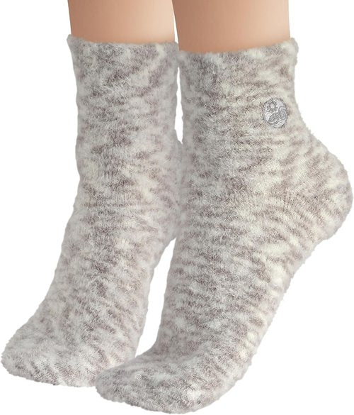 Earth Therapeutics Aloe Socks - Infused with Aloe Vera & Vitamin E for Soft, Smooth Feet - Grey/Confetti (2 Pairs)