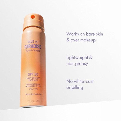 Isle Of Paradise Daily Defense Face Mist SPF 50 - Hydrating Sunscreen Spray for All Skin Types | 2 fl. oz