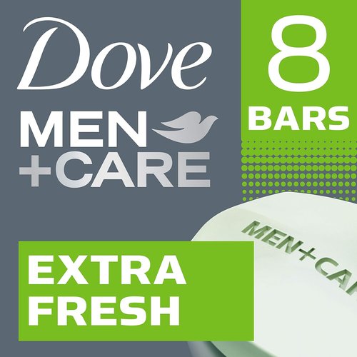 DOVE MEN + CARE 3-in-1 Bar Cleanser - Extra Fresh Body, Face & Shaving Formula | 3.75 Ounce (Pack of 8)