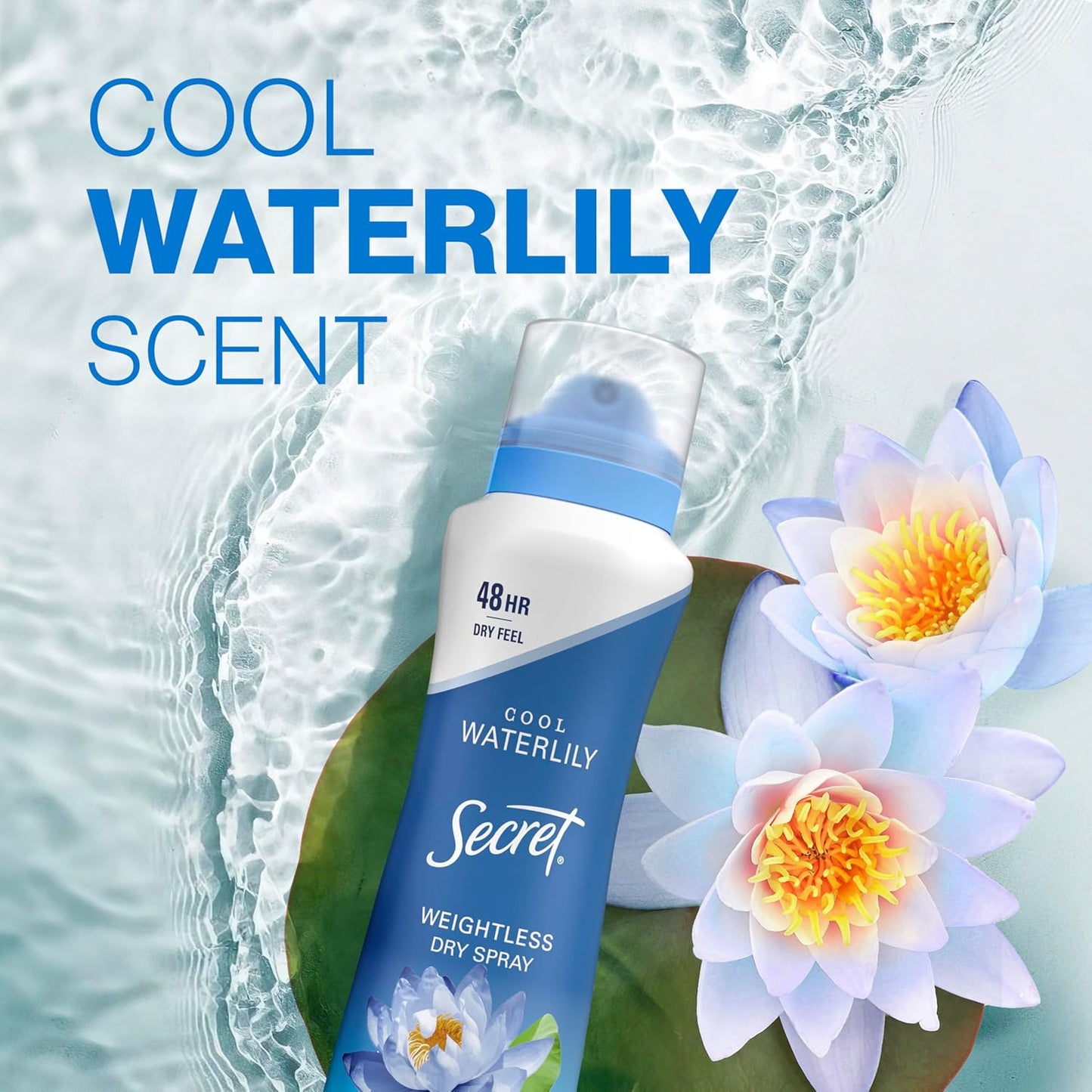 Secret Antiperspirant Deodorant Spray for Women - 48HR Weightless Sweat & Odor Protection | Waterlily & Argan Oil, 4.1 oz (Pack of 3)