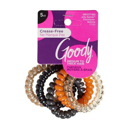 Goody Dentless Spiral Hair Ties, Hair Coils - 5 Ct, Neutral Tones, Phone Cord Hair Ties, Secure Hold Jelly Bands for All Occasions, Hair Accessories for Women & Men, For Medium-Thick Hair