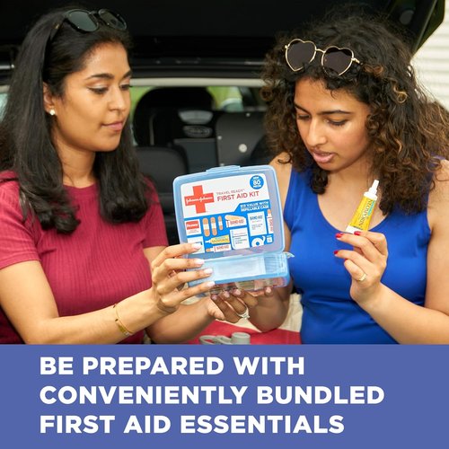BAND-AID Brand Portable Emergency First Aid Kit - 80 Pieces for Home, Travel & Outdoor Use