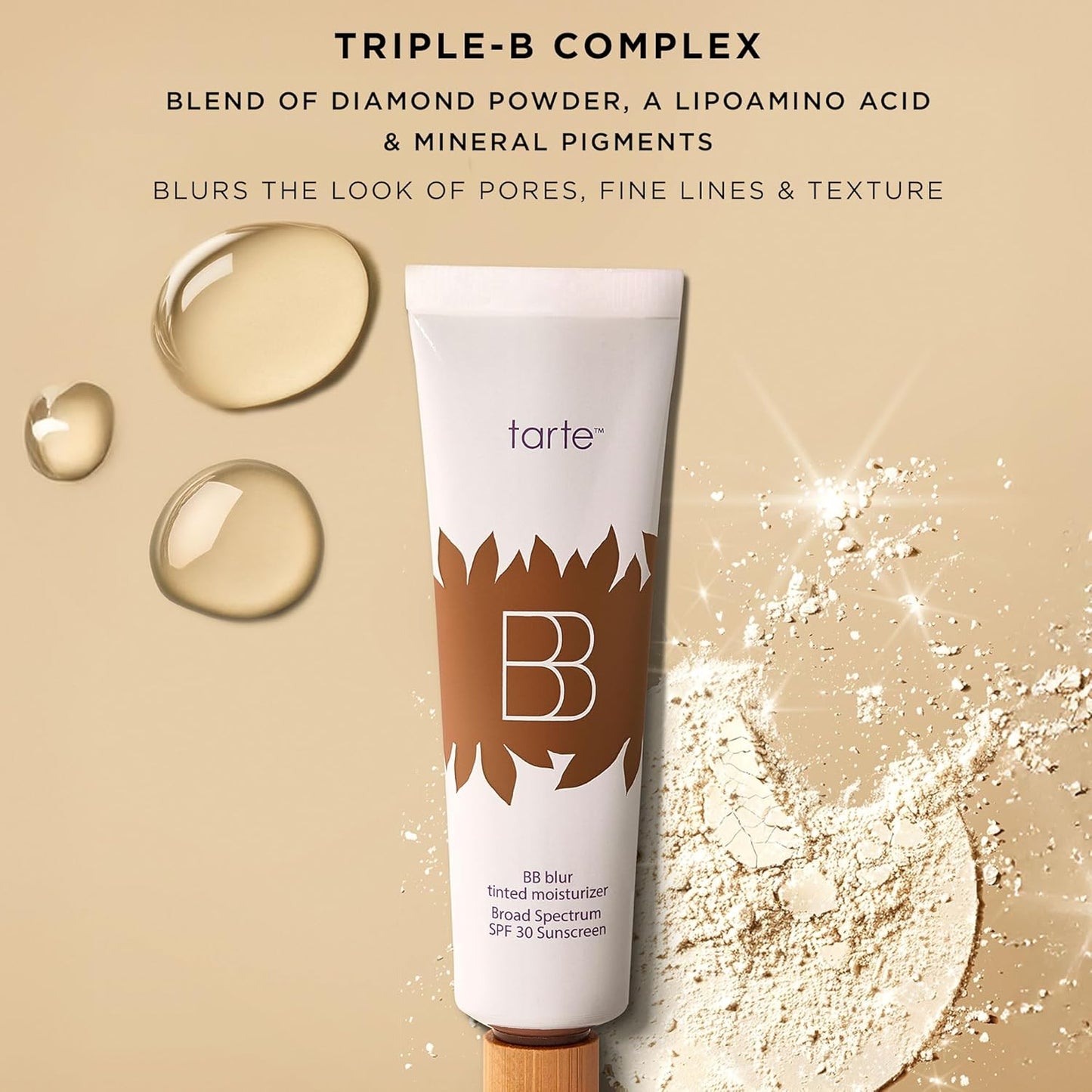 Tarte BB Blur Tinted Moisturizer - Medium Buildable Coverage, SPF 30, Vegan & Cruelty-Free | Full Size, Deep Sand