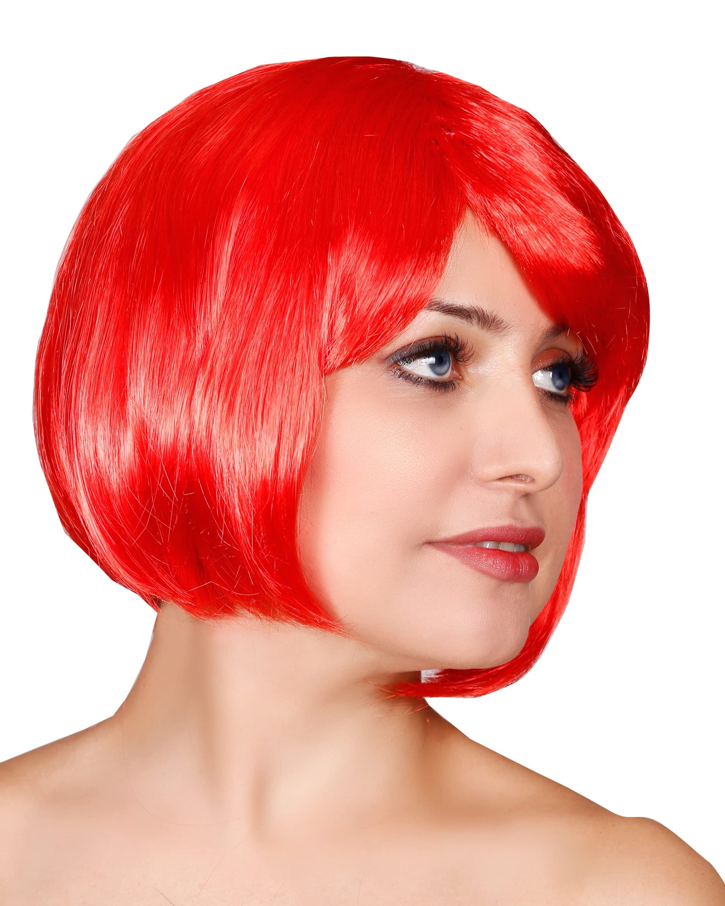 Matissa Short Straight 10" Bob Wig with Bangs Synthetic Fancy Dress Costume Halloween Party (Red)