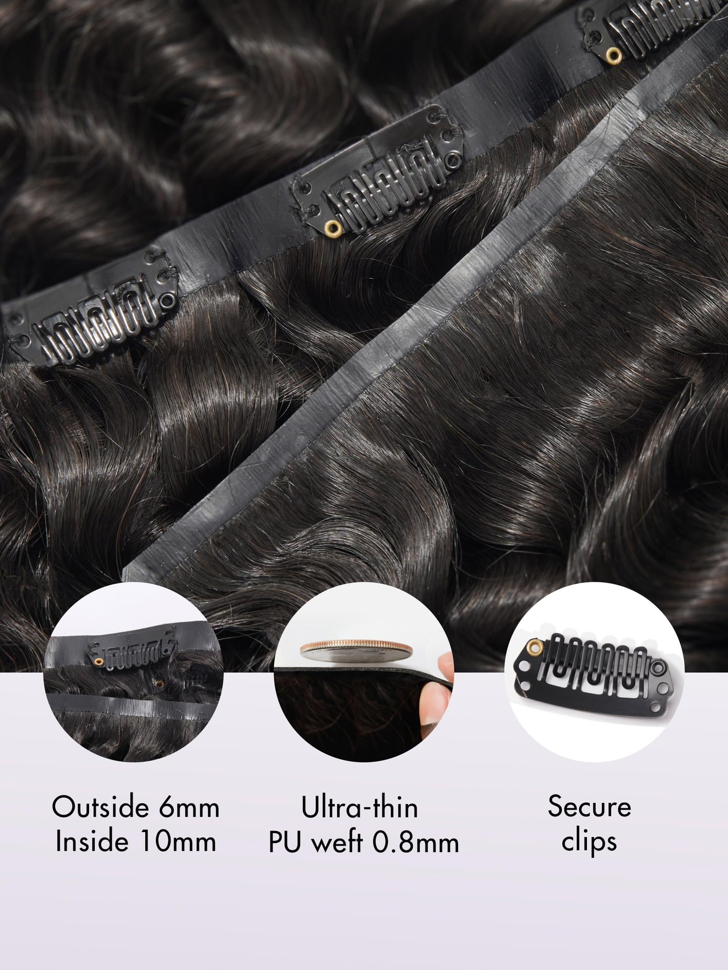 LUVME Clip in Hair Extensions Real Human Hair, Remy Human Hair Extensions Clip ins for Women, Natural Human Hair, 16inch 135g 9Pcs, Natural Black
