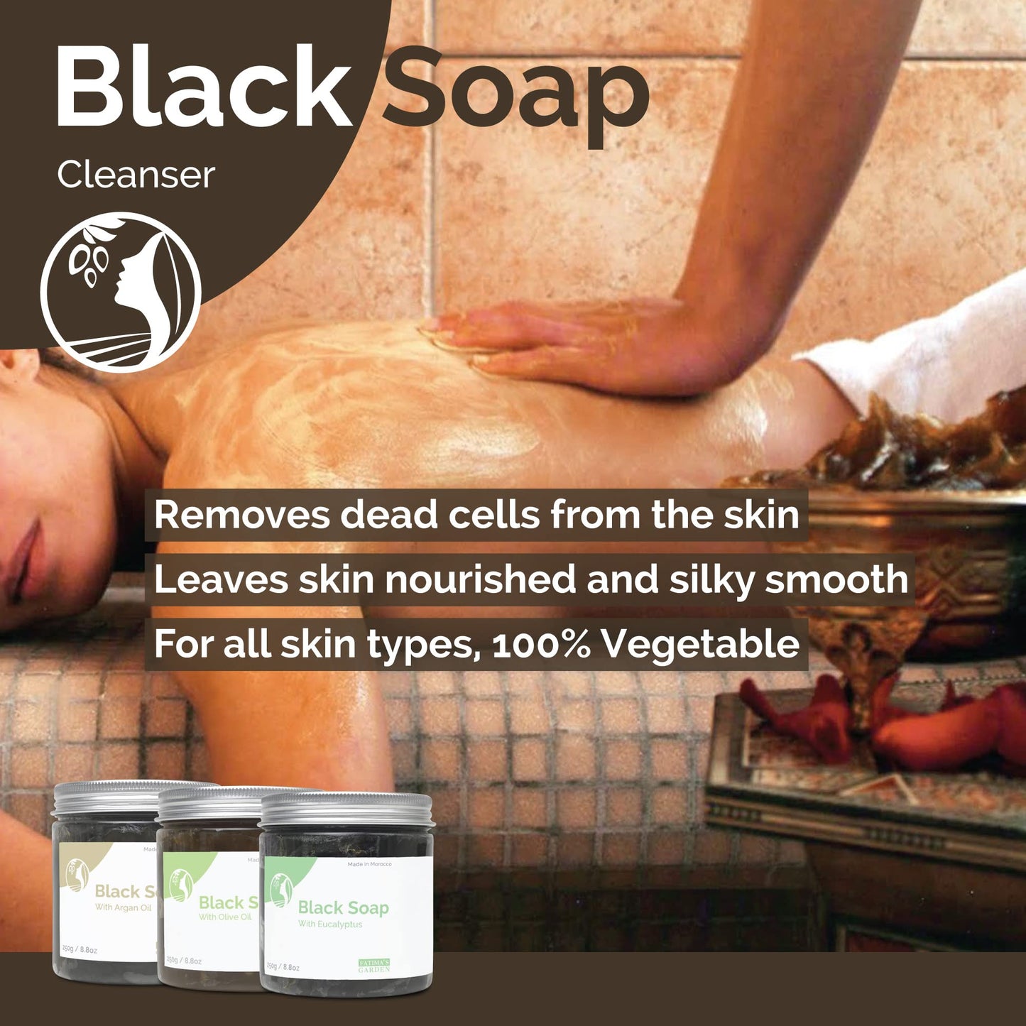 Fatima's Garden Eucalyptus Black Soap - Purifying Cleanser, 450g