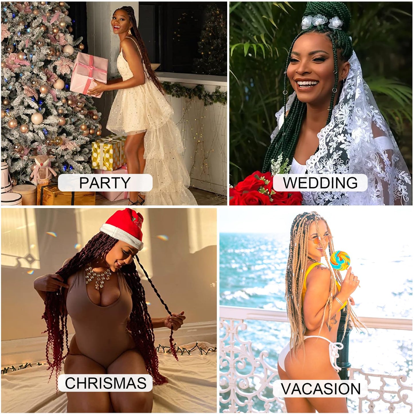 Ombre Romantic Purple Pre Stretched Braiding Hair 30 Inch Yaki Texture Box Braid Hair Extensions 3 Packs Yaki Texture Pre Feathered Braids Hair Easy to Use