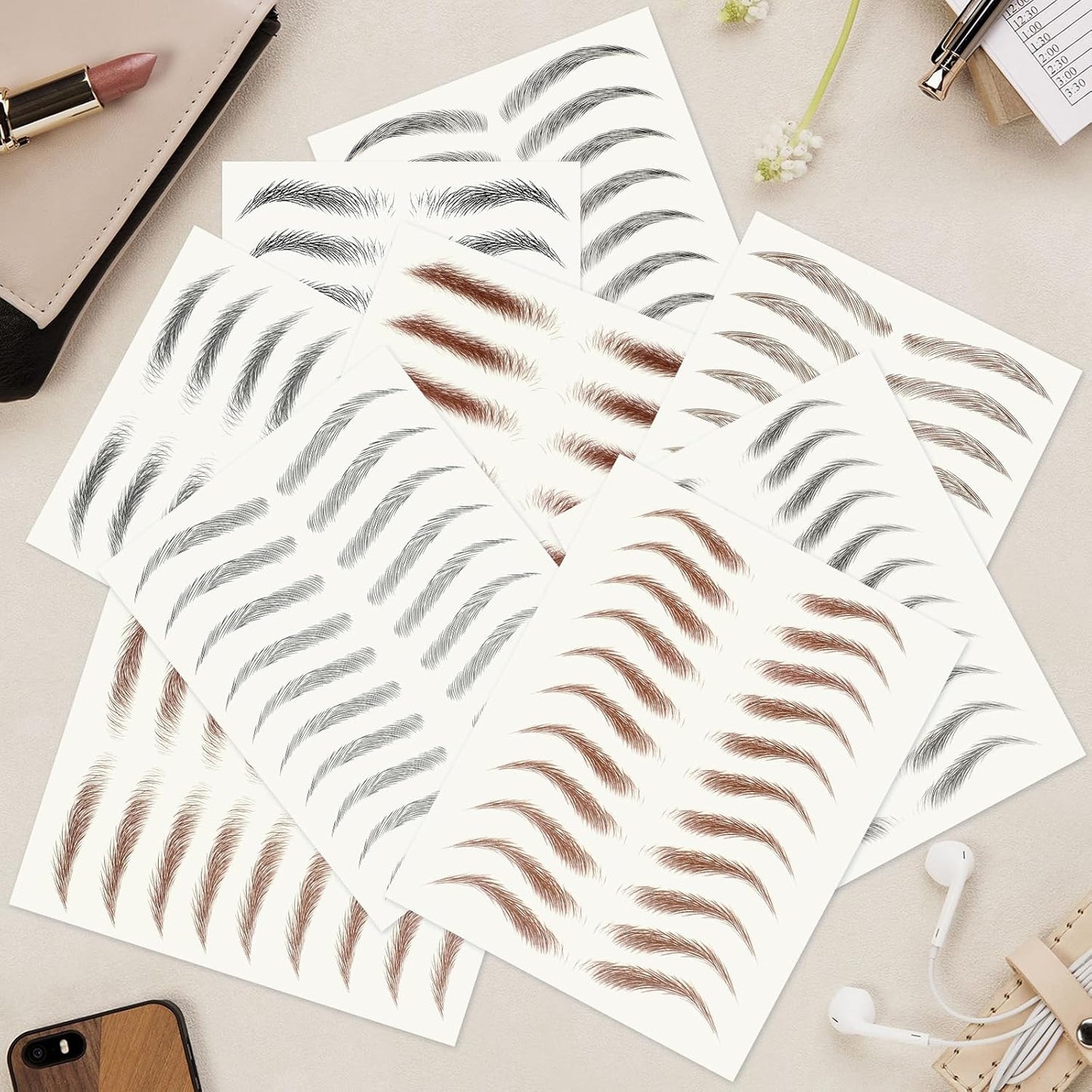 20 Sheets 200 Pairs Eyebrow Tattoo4446