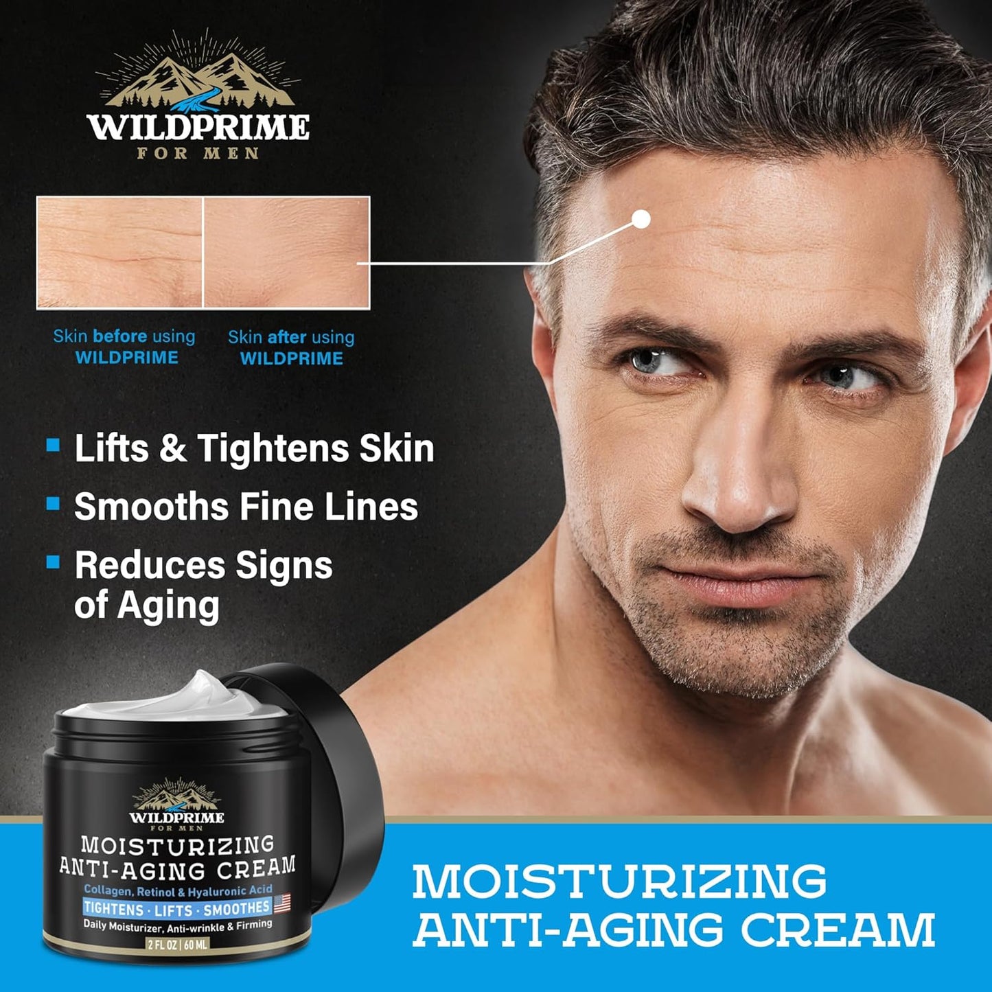 Skiennix Men's Face Moisturizer Cream - Anti-Aging & Hydrating Formula - 2 oz with Collagen & Hyaluronic Acid