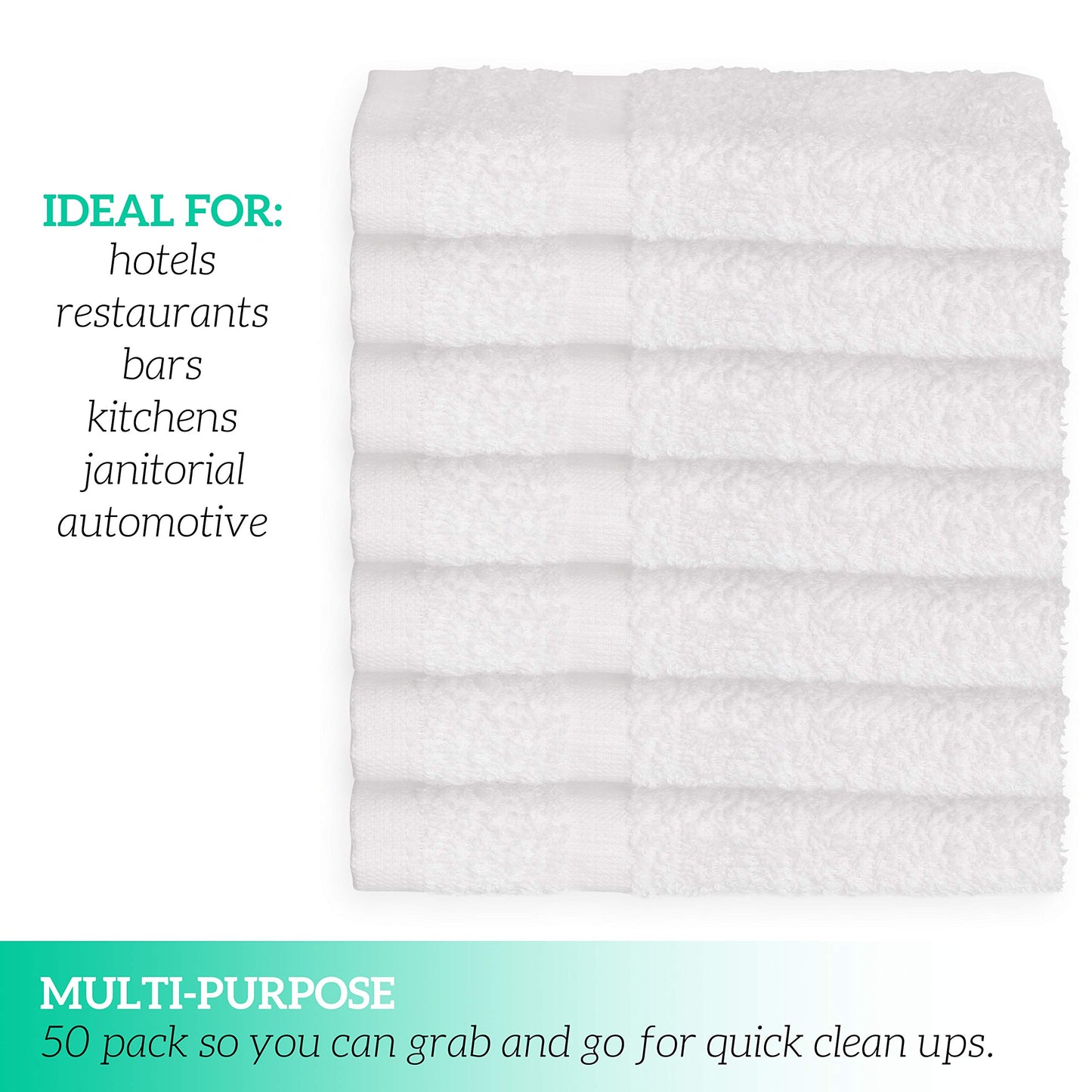 GREEN LIFESTYLE Washcloth 13x13 Scratch Free Texture Super Soft Highly Absorbent Ideal for Hotel, Restaurant, Bars, Automotive (Pack of 300)
