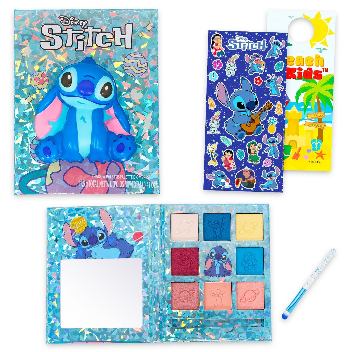 Stitch Eyeshadow Palette - 8 Color Makeup Kit with Stickers for Lilo and Stitch Dress-Up Parties
