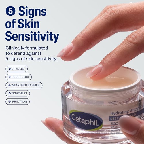 Cetaphil Deep Hydration Water Gel - 72 Hour Moisturizer with Hyaluronic Acid | 1.7 oz for Sensitive Skin