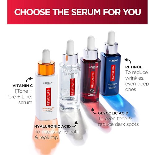 L'Oreal Paris Revitalift Night Serum - 0.3% Pure Retinol to Reduce Deep Wrinkles | Fragrance-Free, 1 oz + Moisturizer Sample