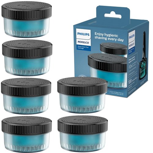 Philips Norelco Quick Clean Pod Cartridge - Lubricates Shaver & Eliminates Hair | 6x 5.4 fl oz Cartridges (Up to 1.5-Year Supply)