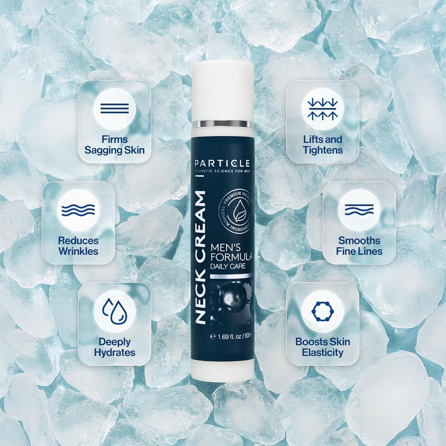 Skiennix Particle Neck Cream - Hydrating Daily Skin Care for Men with Collagen & Retinol | 1.7 fl oz