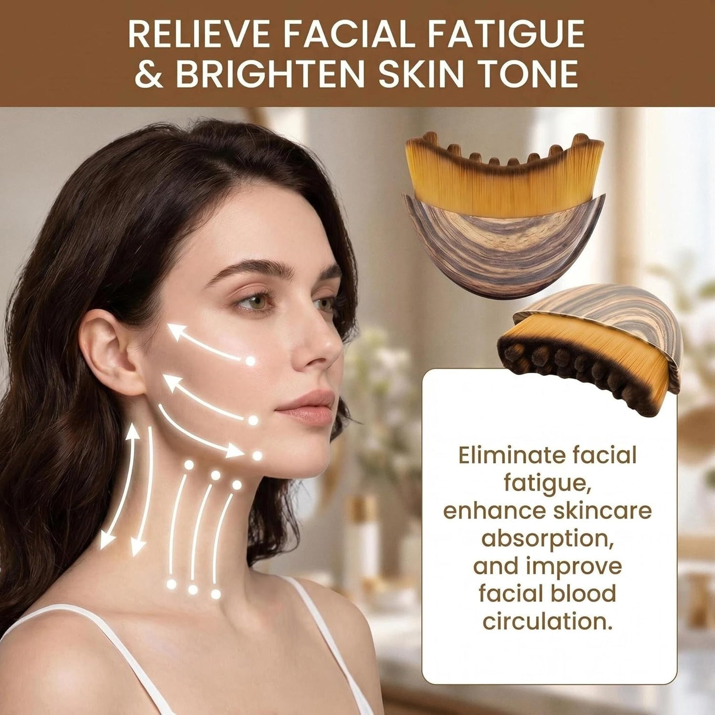Skiennix Lymphatic Drainage Face Brush - Anti-Puffiness & Sculpting Tool for Glowing Skin