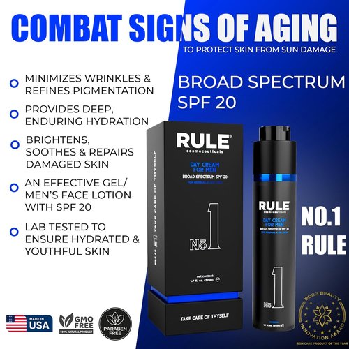 Regine Switzerland Day Cream for Men - 10-in-1 Anti-Aging Moisturizer with SPF 20, Collagen & Vitamins - 50 mL