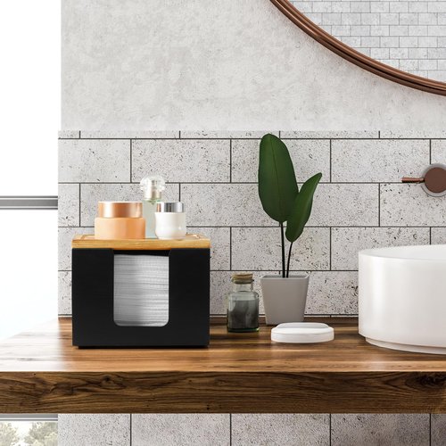 ZMZKKLL Disposable Face Towel Holder Box - Wood Facial Container Compatible with Clean XL - Towel Storage Makeup Organizer for Vanity, Bathroom Organization (Excluding Facial Towels)