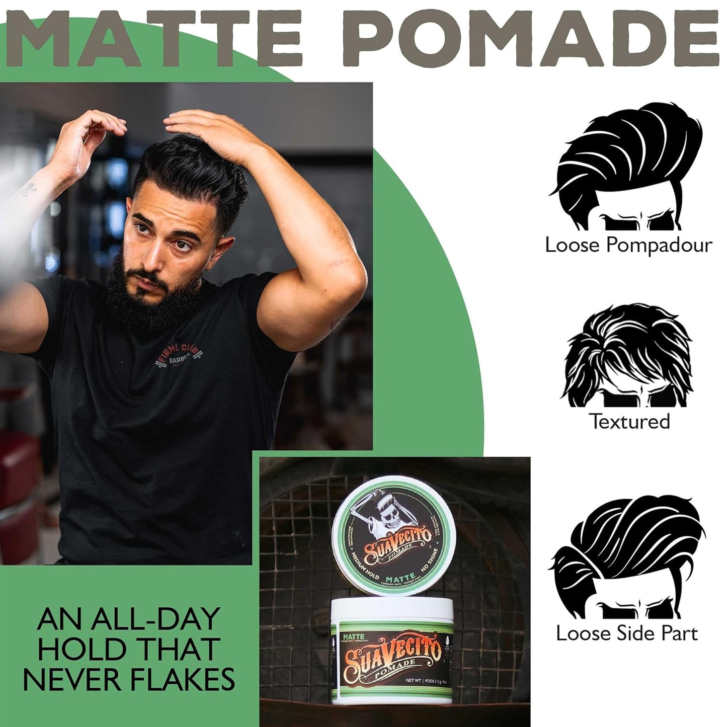 Suavecito Pomade - Matte Hair Paste for Natural Texture - Medium Hold, 2.3 oz | Perfect for Men's Hairstyles