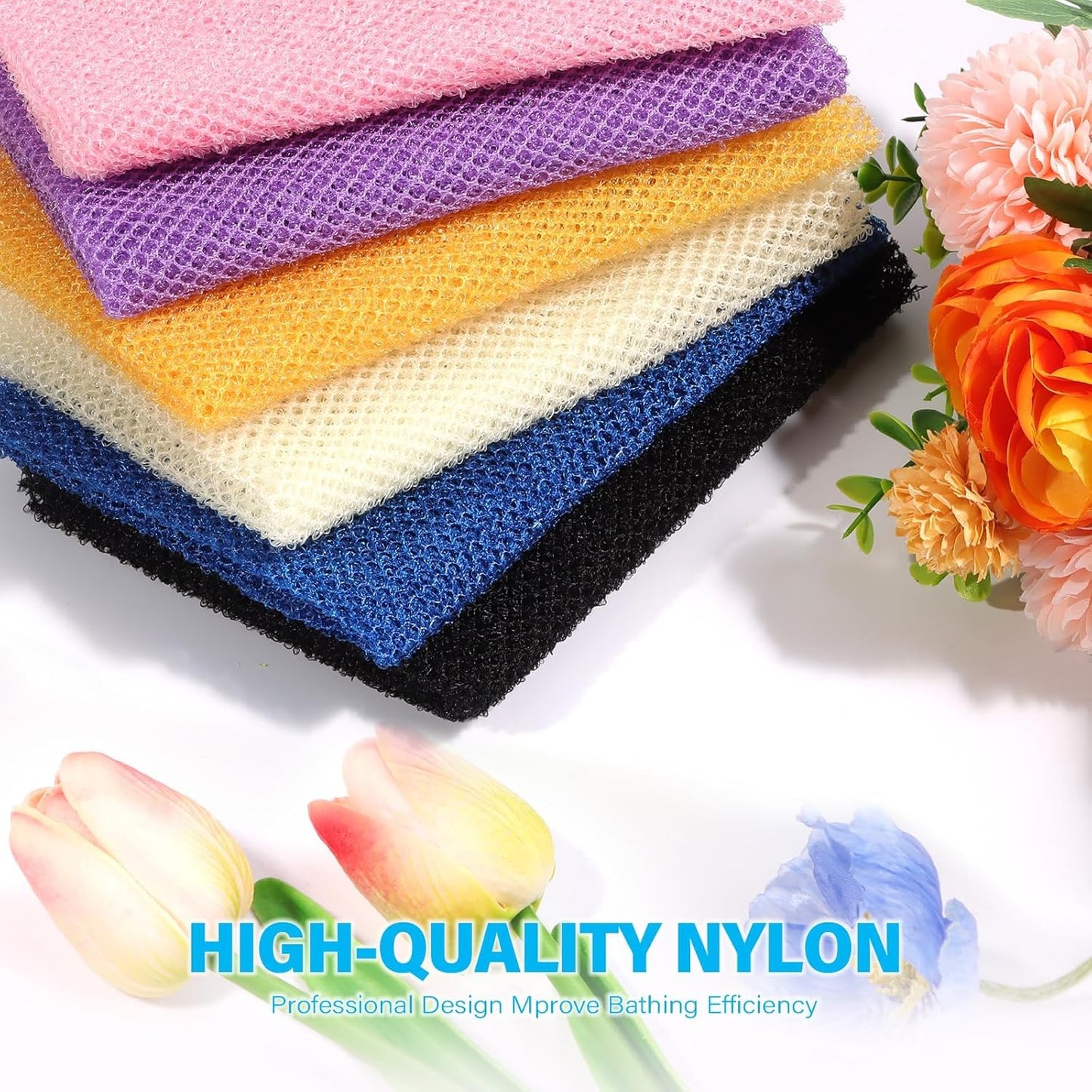 UJFQBH African Bath Sponge Set - 6 Exfoliating Shower Scrubbers for Smooth Skin | Multi-Color Options