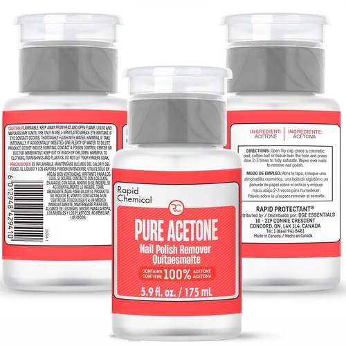 Pure Acetone Nail Polish Remover - 100% Acetone with Built-In Pump | 175ml (6 fl. oz)