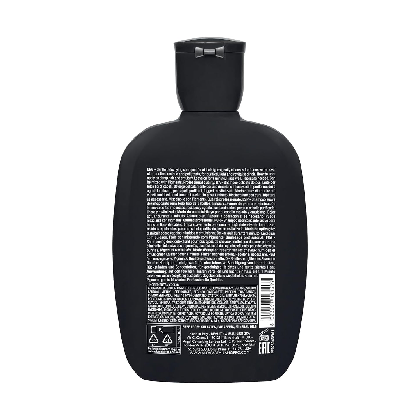 ALFAPARF MILANO Semi Di Lino Detox Shampoo - Sulfate-Free Deep Cleanser for Product Buildup & Hard Water