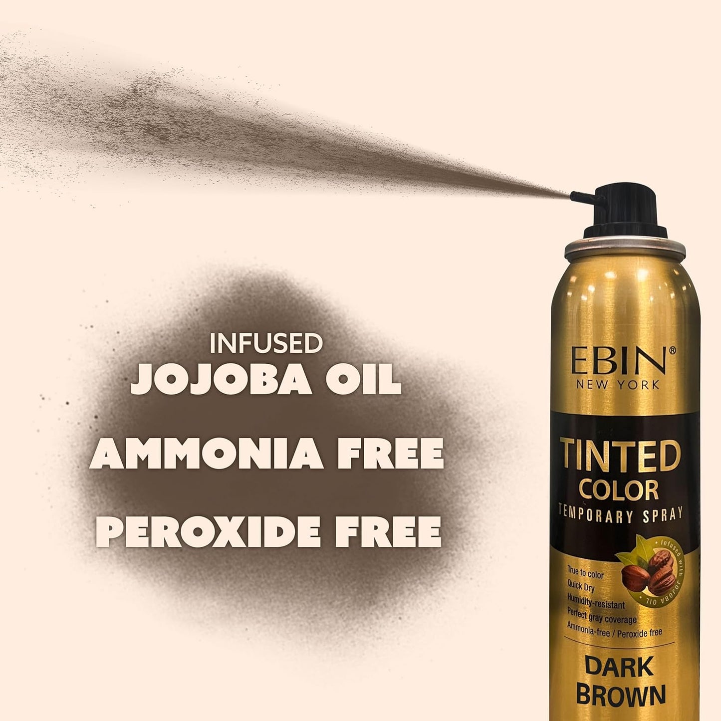 Tinted Color Temporary Root Touch Up Hair Spray - Dark Brown | Quick Dry, Humidity-Resistant, Jojoba Oil Infused, 3.38oz