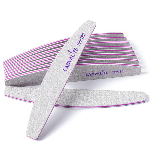 Canvalite Nail Files - Professional Reusable Double-Sided Emery Boards (100/180 Grit) | 10 PCS Nail Styling Tools for Home & Salon