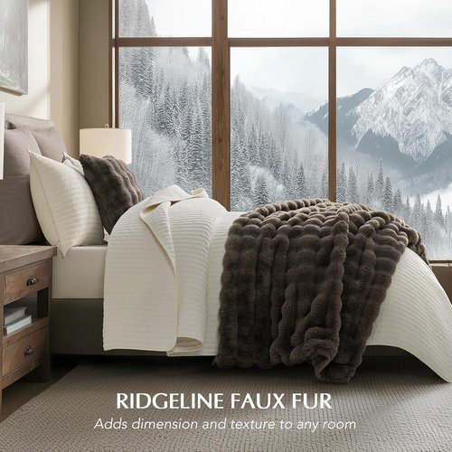 EverGrace Ultra Soft Luxury Faux Rabbit Fur Throw Blanket - Thick & Warm Reversible Design, Dark Taupe, 60x80 Inches