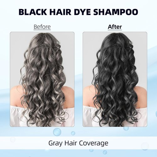 Ivnil Black Hair Dye Shampoo - 3 in 1 Semi-Permanent Color for Gray Coverage | Natural Herbal Formula