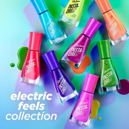 Sally Hansen Insta-Dri Electric Feels Nail Polish | Quick Dry, Long Lasting, Streak-Free Shine | Opaque, Shiny | 424 Magenta Pulse | Neon Purple Pink Nail Color
